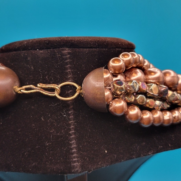 Luxurious Brown and Gold Multi-Strand Necklace - Picture 3 of 6